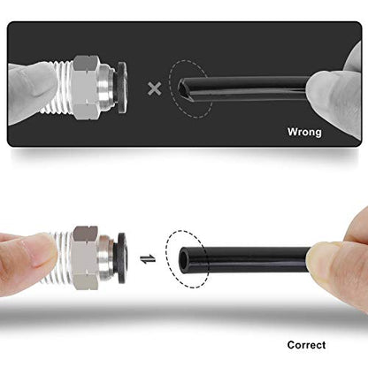 Hromee Air Line Tubing Kit, 1/4 Inch (6.35MM) OD x 32.8 Feet Polyurethane PU Tube and Push to Connect Fittings, 14 PCS Compressed Pipe and Accessories Kit - size: 1/4 inch