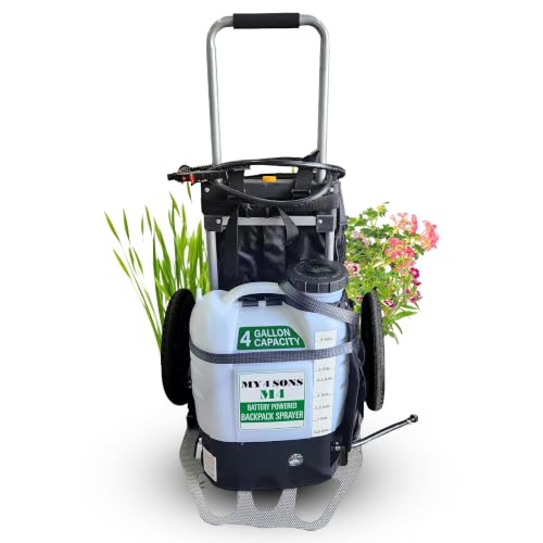 M4 Battery Powered Backpack Sprayer with 7-inch Wheels Cart - size: M4 + 0.58 ft Wheels Cart