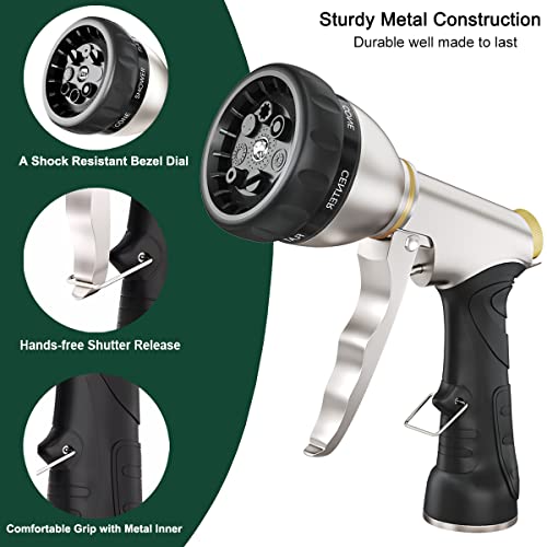 FANHAO Garden Hose Nozzle Heavy Duty, Metal Water Hose Sprayer, Leakproof