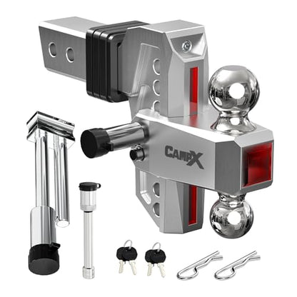 Adjustable Trailer Hitch Fits 2" Receiver 6-Inch Drop/Rise, Silver - color: 2 inch Receiver-Silver