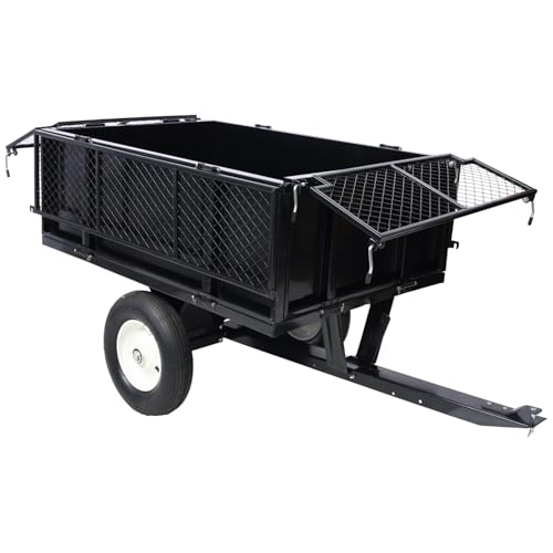 Geelife ATV Trailer Steel Dump Cart, 750lbs 22 Cubic Feet Utility Trailer Lawn Garden Trailer with Heavy Duty Tow Behind Carts and Removable Sides for Tractors, ATV, UTV, Lawn Mowers