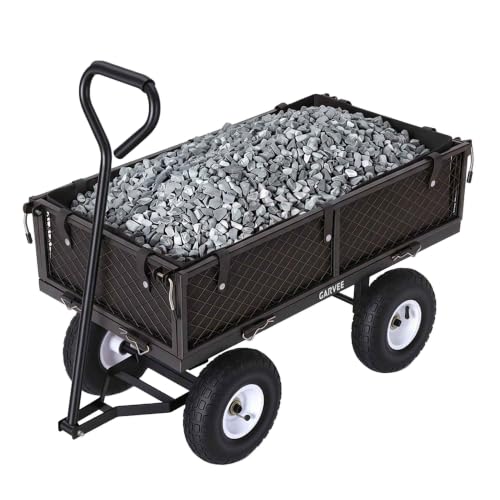 400 LBS Heavy Duty Garden Cart, Steel Utility Wagon with 10" All-Terrain Tires, Removable Mesh Sides, TC1840AR, Black for Farm & Lawn Work - color: Black