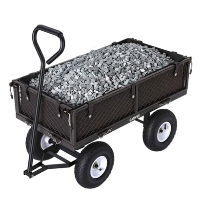 400 LBS Heavy Duty Garden Cart, Steel Utility Wagon with 10" All-Terrain Tires, Removable Mesh Sides, TC1840AR, Black for Farm & Lawn Work - color: Black