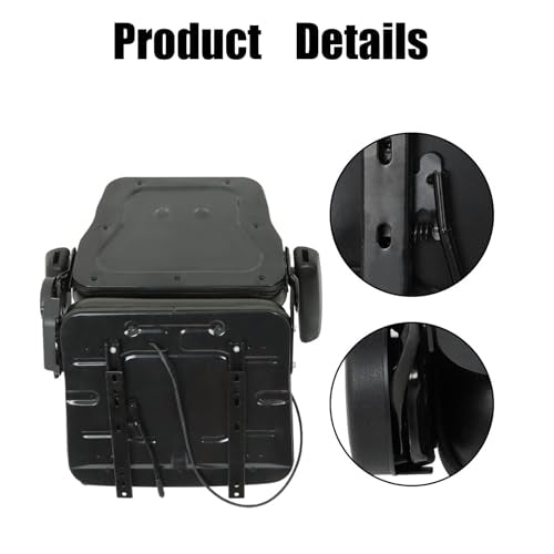 GXYWADY Universal Forklift Seat Fold Down Tractor Seat Adjustable Back with Armrest Micro Switch and Slide Replacement for Tractor Excavator Skid Loader