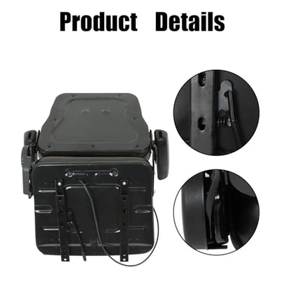 GXYWADY Universal Forklift Seat Fold Down Tractor Seat Adjustable Back with Armrest Micro Switch and Slide Replacement for Tractor Excavator Skid Loader