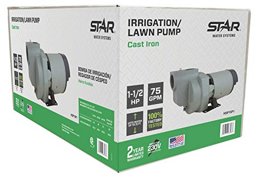 Star Water Systems HSP15P1 1-1/2 HP Self Priming Lawn Sprinkler Irrigation Pump Made with Rugged Cast Iron - size: 1.5 HP