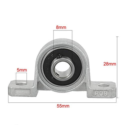KP08 8mm Bore Zinc Alloy Inner Ball Mounted Pillow Block Pack of 4