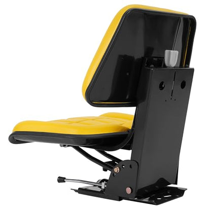 ALMULOO Universal Tractor Suspension Seat Adjustable Compatible with John Deere 5200 5210 5300 5310 5510 More Models Massey Ferguson Tractor Ford New Holland Steel Yellow Heavy Duty - size: Yellow