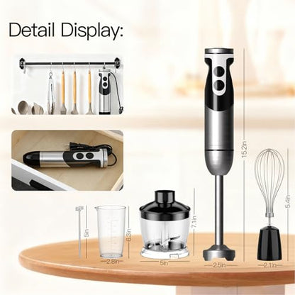 MEGAWISE Immersion Hand Blender, 800W DC Motor, Variable Speed Control - color: Black