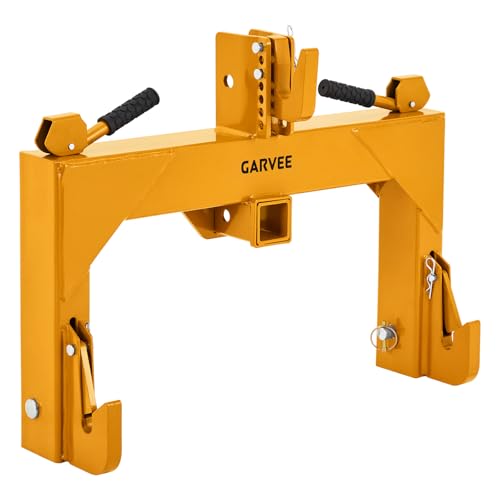 GarveeTech 3 Point Quick Hitch Category 1, 3000 LBS Heavy Duty Tractor Quick Hitch with 2" Receiver, No Bushing Required, 5 Level Adjustable Bolt & Reinforced Steel Frame for Farm Implements - color: Yellow