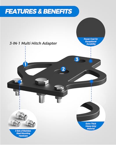 Xprite ATV/UTV 3-Way Hitch Adapter, 3500 lbs Steel Hitch Mount with Bolt - color: Stlye 3