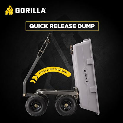 Gorilla Carts Poly Dump Cart, 800 lb. Capacity, 5 Cu Ft, Gray - size: 5-Cubic Feet, style: Pneumatic