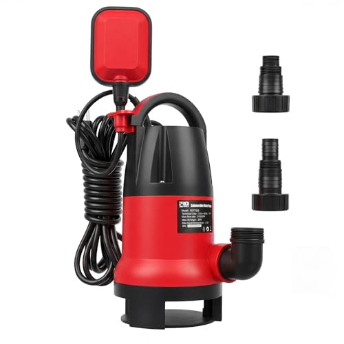 Prostormer 1HP 3700GPH Submersible Sump Pump with Automatic Float Switch - color: Red