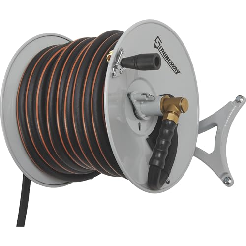 Strongway Wall-Mount Hose Reel, 5/8in. x 150ft. Hose, 150 PSI