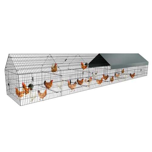 Chicken Coop, 21ft x 3.5ft Chicken Run Pen with Cover for Yard - size: 260.0"L x 40.0"W x 40.0"H