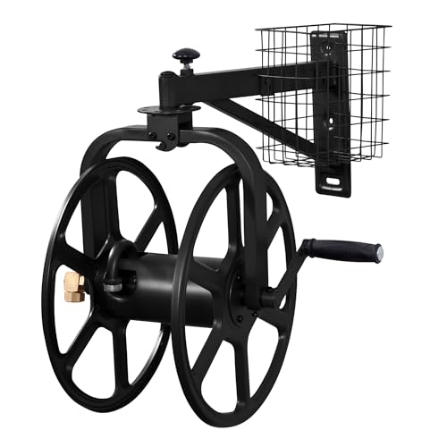Liberty Garden 712-B Single Arm Navigator Multi-Directional Garden Hose Reel, Holds 125-Feet of, 5/8-Inch, Black - style: Single Arm, Black
