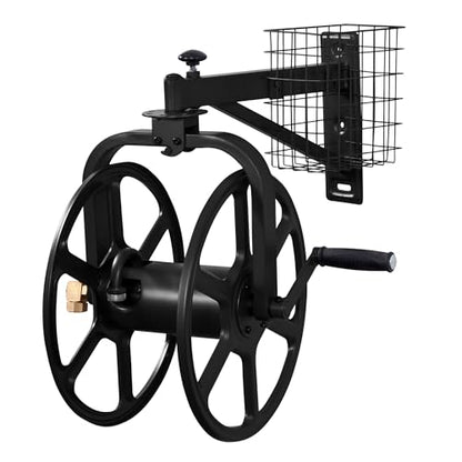 Liberty Garden 712-B Single Arm Navigator Multi-Directional Garden Hose Reel, Holds 125-Feet of, 5/8-Inch, Black - style: Single Arm, Black