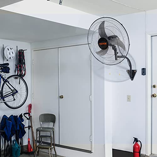 VEVOR Wall Mount Fan, 18 inch, 3-Speed, 4000 CFM Oscillating Fan, Black - size: 18 Inch, style: Oscillating