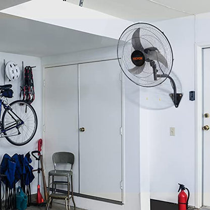 VEVOR Wall Mount Fan, 18 inch, 3-Speed, 4000 CFM Oscillating Fan, Black - size: 18 Inch, style: Oscillating