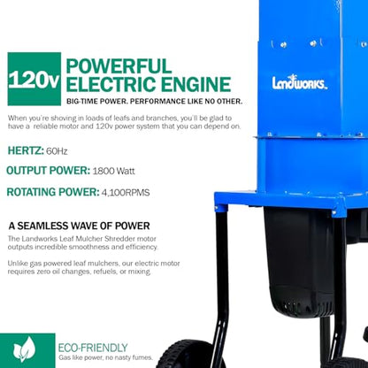 Landworks Electric Leaf Mulcher & Shredder - 15-AMP, 1800W