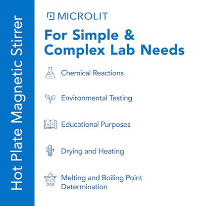 Microlit Magnetic Stirrer - Digital Hot Plate, Max 5L, 300C, 100-1600RPM