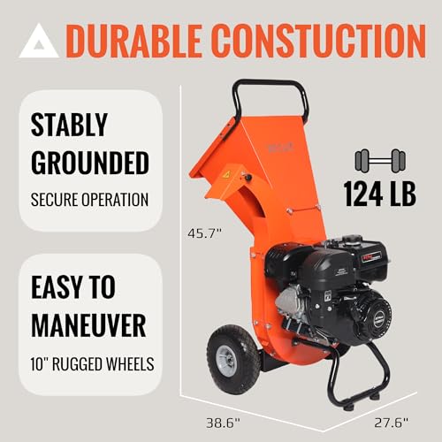 C40 Wood Chipper 4" inch Max Diameter Capacity 9 HP 274cc Gas Powered Engine Heavy Duty Shredder Mulcher - size: Max: 4" - C40