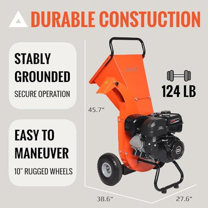 C40 Wood Chipper 4" inch Max Diameter Capacity 9 HP 274cc Gas Powered Engine Heavy Duty Shredder Mulcher - size: Max: 4" - C40