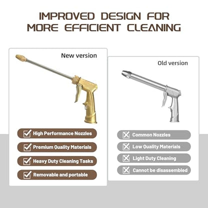High Pressure Hose Nozzle with Soap Dispenser, Metal Foam Sprayer - color: Brass