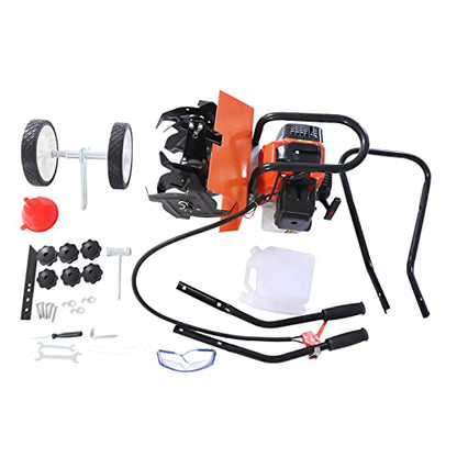 Garden Cultivator Gas Powered Soil Tiller, 2-Stroke 1.7HP 43CC Air-Cooled Front Tine Rototiller, 8500RPM Walk Behind Mini Gas Cultivator Tiller with 1.97-3.94in Tilling Depth & 9.84in Width - size: 1.7HP 43CC Style2