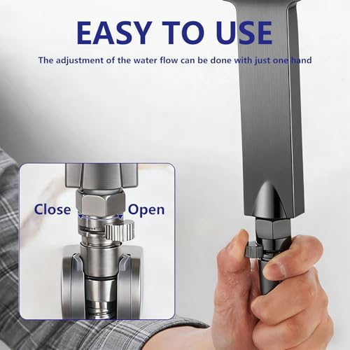 Grey Shower Head Shut Off Valve G1/2 IPS Brass Flow Restrictor - color: Gray