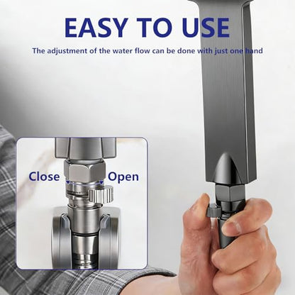 Grey Shower Head Shut Off Valve G1/2 IPS Brass Flow Restrictor - color: Gray