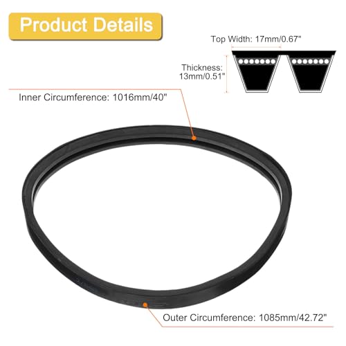 uxcell 2/B40 Classic Wrapped 2 Banded 43" Outer Circ B Profile V-Belt - size: 2/B40
