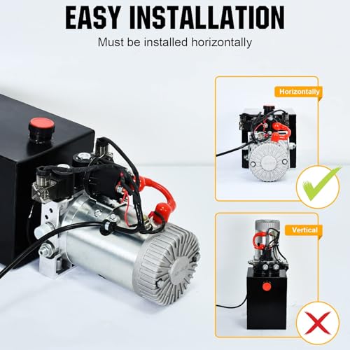 DC HOUSE Electric Hydraulic Pump Unit Metal Reservoir for Dump Trailer (Double Acting 10 Quart) - size: 10 Quart Double
