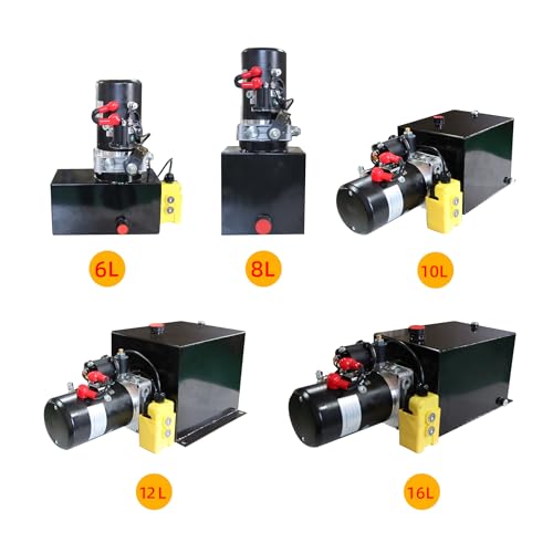 Single Acting Hydraulic Pump 10 Quart Hydraulic Power Units 12V DC Hydraulic Pump SAE#6 Connector for Dump Trailer Car Lifting