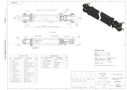 TruePower Tie-Rod Hydraulic Cylinder, 2" Bore x 4" Stroke - 2500 PSI - size: 2" Bore x 4" Stroke