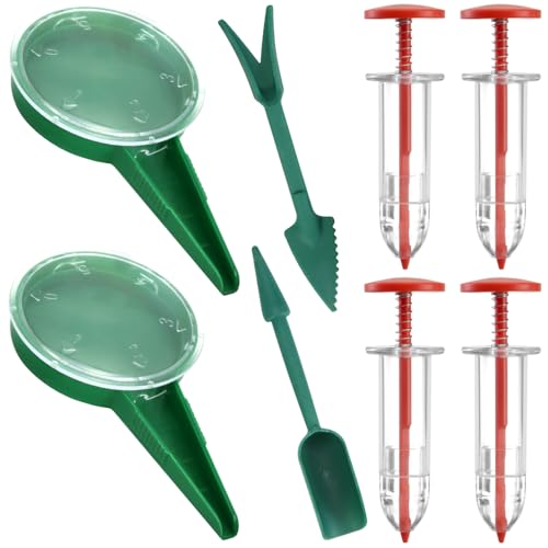 QWORK 8 Pcs Seed Dispenser Planter Tool Set, Precision Seed Planter Tool with Seed Spreaders, Dispensers, Dibbers, for Seed Placement