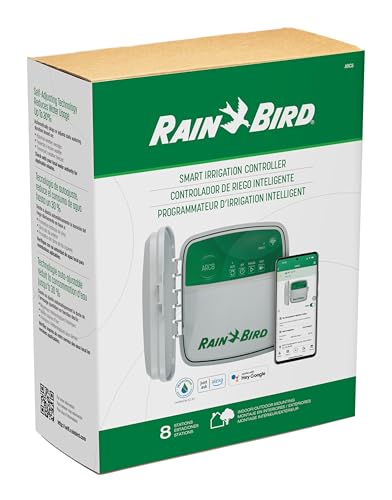 Rain Bird ARC8 App-Based Indoor/Outdoor Smart WiFi Irrigation Sprinkler Timer/Controller, 8-Zone/Station, EPA WaterSense Certified, Compatible with Alexa, Indoor/Outdoor 8-Station - style: Indoor/Outdoor 8-Station