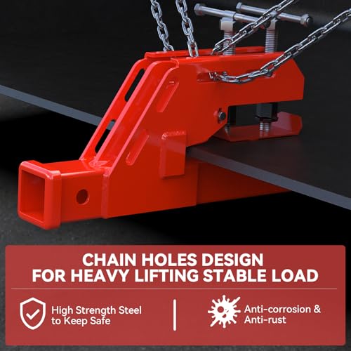 Clamp on Trailer Hitch 2" Receiver for Tractor Bucket, Red, Non-Slip - color: Red