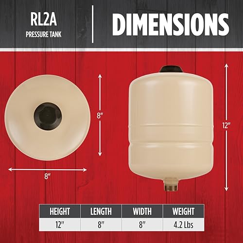 Red Lion RL2A,In-line Pre-Charged Well Pressure Tank, 2 gallon - style: 2 Gallon Inline