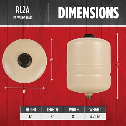Red Lion RL2A,In-line Pre-Charged Well Pressure Tank, 2 gallon - style: 2 Gallon Inline