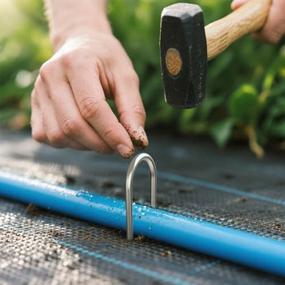 MySit 6 Inch 100 Pack U Shaped Galvanized Drip Irrigation Stakes 11 Gauge - size: 6 Inch