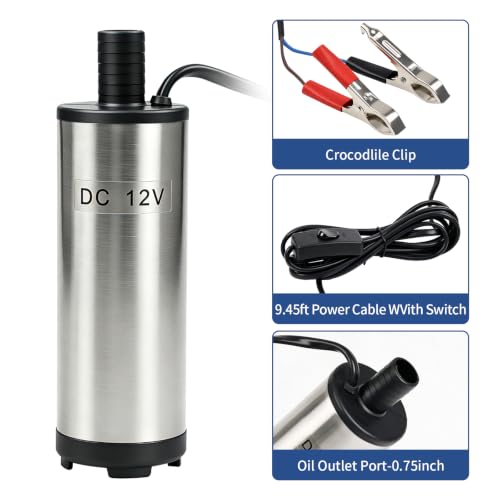 DC 12V Electric Submersible Water Pump, Diesel Transfer Pump 80W 30L/min