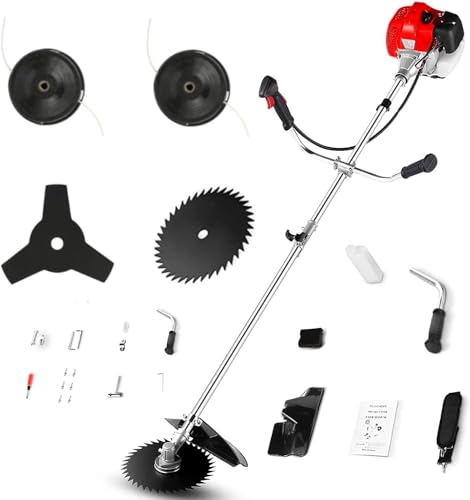 4-in-1 Weed Eater 58cc Gas String Trimmer,Brush Cutter + Straight Shaft Red - color: Red58CC