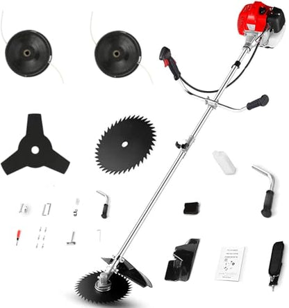 4-in-1 Weed Eater 58cc Gas String Trimmer,Brush Cutter + Straight Shaft Red - color: Red58CC