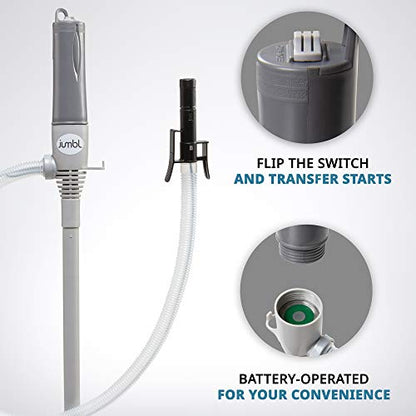 Jumbl Gas Transfer Pump, Automatic Fuel Transfer Pump, Grey, Large