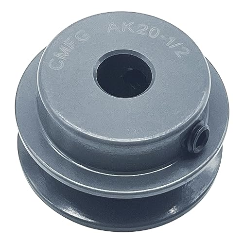 AK20-1/2 v Belt Pulley, 2 inch OD, 1/2 Inner Bore, cast Iron Material, AK Single Groove Mechanical v-Belt Pulleys for "4L" or "A" or "3L" Belts - size: 2 inch OD, 1/2 Inner Bore, style: 1 Groove