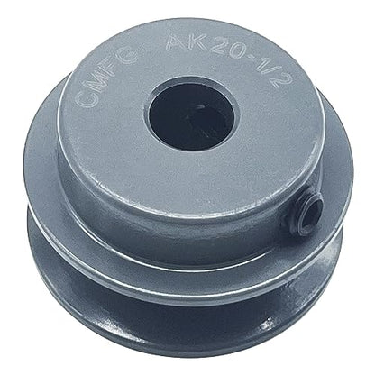 AK20-1/2 v Belt Pulley, 2 inch OD, 1/2 Inner Bore, cast Iron Material, AK Single Groove Mechanical v-Belt Pulleys for "4L" or "A" or "3L" Belts - size: 2 inch OD, 1/2 Inner Bore, style: 1 Groove