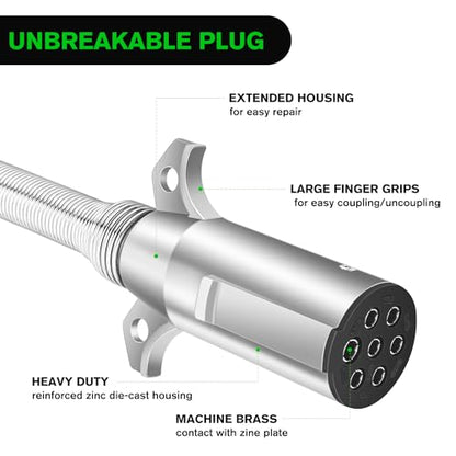 Nilight Heavy Duty 7 Pin Round Trailer Connector Assembly - color: SAE J560 Plug