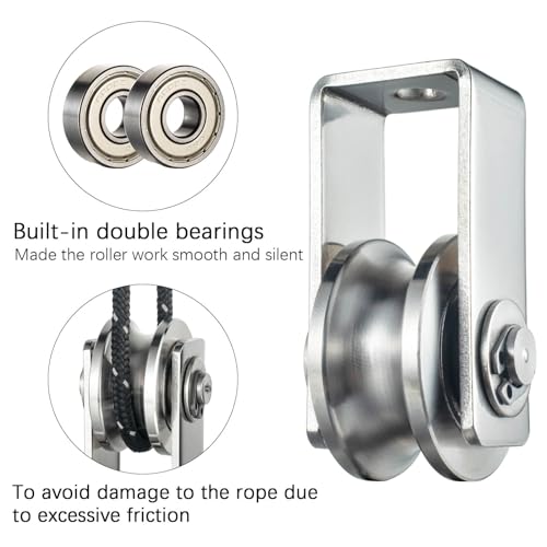 Cable Pulley Wheel Stainless Steel, Bearing Inside, Rope Pulley for Pulley System, 2 Pack - size: pulley wall-mounted