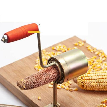 Hand Crank Corn Thresher, Manual Corn Thresher Efficient Peeling Firm Clamping Comfortable Wood Handle Manual Corn Sheller Stripper
